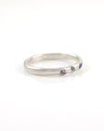 Rough Sapphire Trio Simplicity Wedding Rings in Palladium Sterling Silver - Size 11 1/4 - Ready To Ship - Beth Cyr Handmade Jewelry