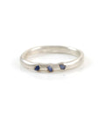 Rough Sapphire Trio Simplicity Wedding Rings in Palladium Sterling Silver - Size 11 1/4 - Ready To Ship - Beth Cyr Handmade Jewelry