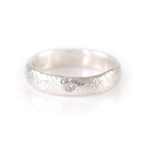 Sands of Time Diamond Engagement Ring in Palladium Sterling Silver - size 7 - Ready to Ship - Beth Cyr Handmade Jewelry