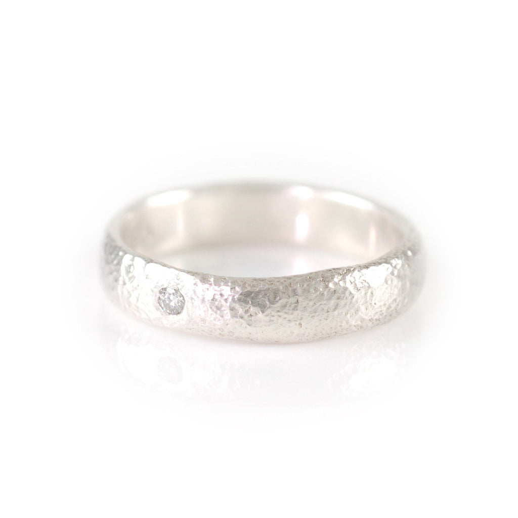Sands of Time Diamond Engagement Ring in Palladium Sterling Silver - size 7 - Ready to Ship - Beth Cyr Handmade Jewelry