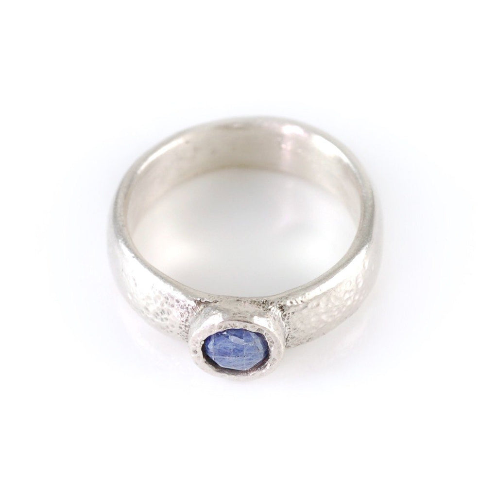 Sapphire in Sand Engagement Ring in Palladium Sterling Silver - size 6 3/4 - Ready to Ship - Beth Cyr Handmade Jewelry