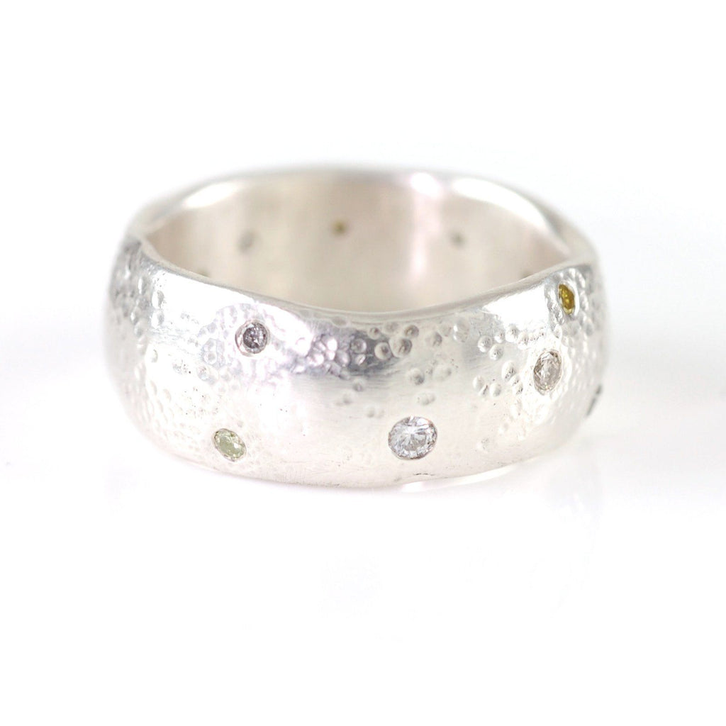 Scattered Diamonds in Sand in Palladium Sterling Silver - size 5 3/4 - Ready to Ship - Beth Cyr Handmade Jewelry