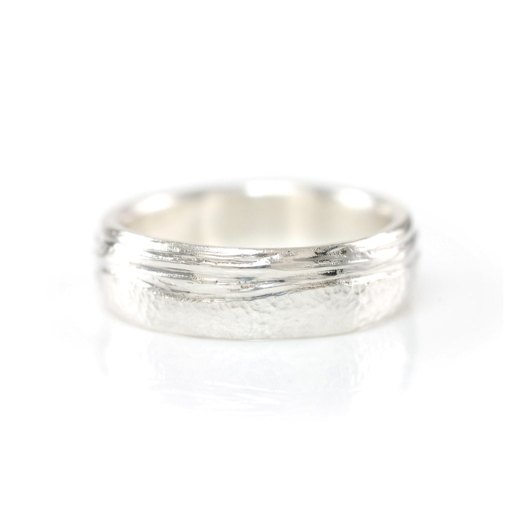 Sea and Sand Wedding Rings in Palladium Sterling Silver - size 8 - Ready to Ship - Beth Cyr Handmade Jewelry