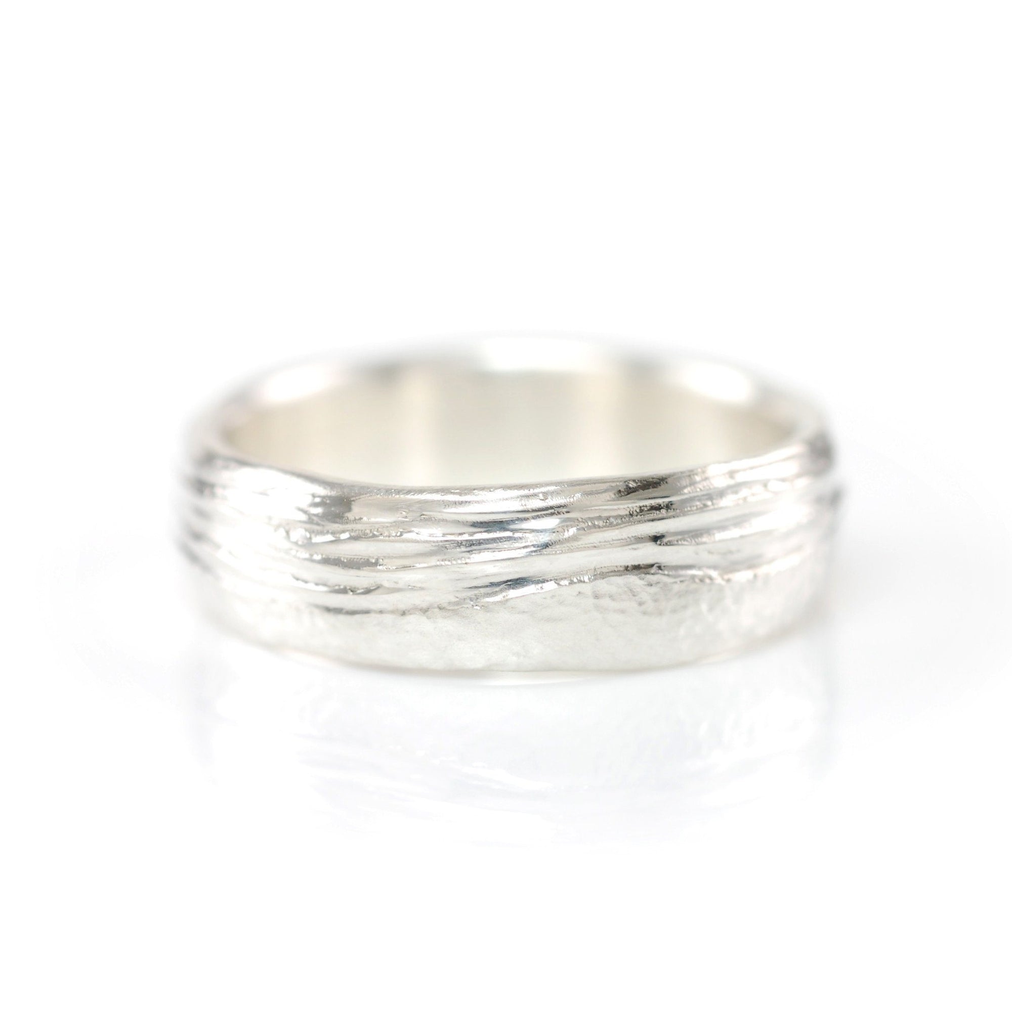 Sea and Sand Wedding Rings in Palladium Sterling Silver - Made to order - Beth Cyr Handmade Jewelry