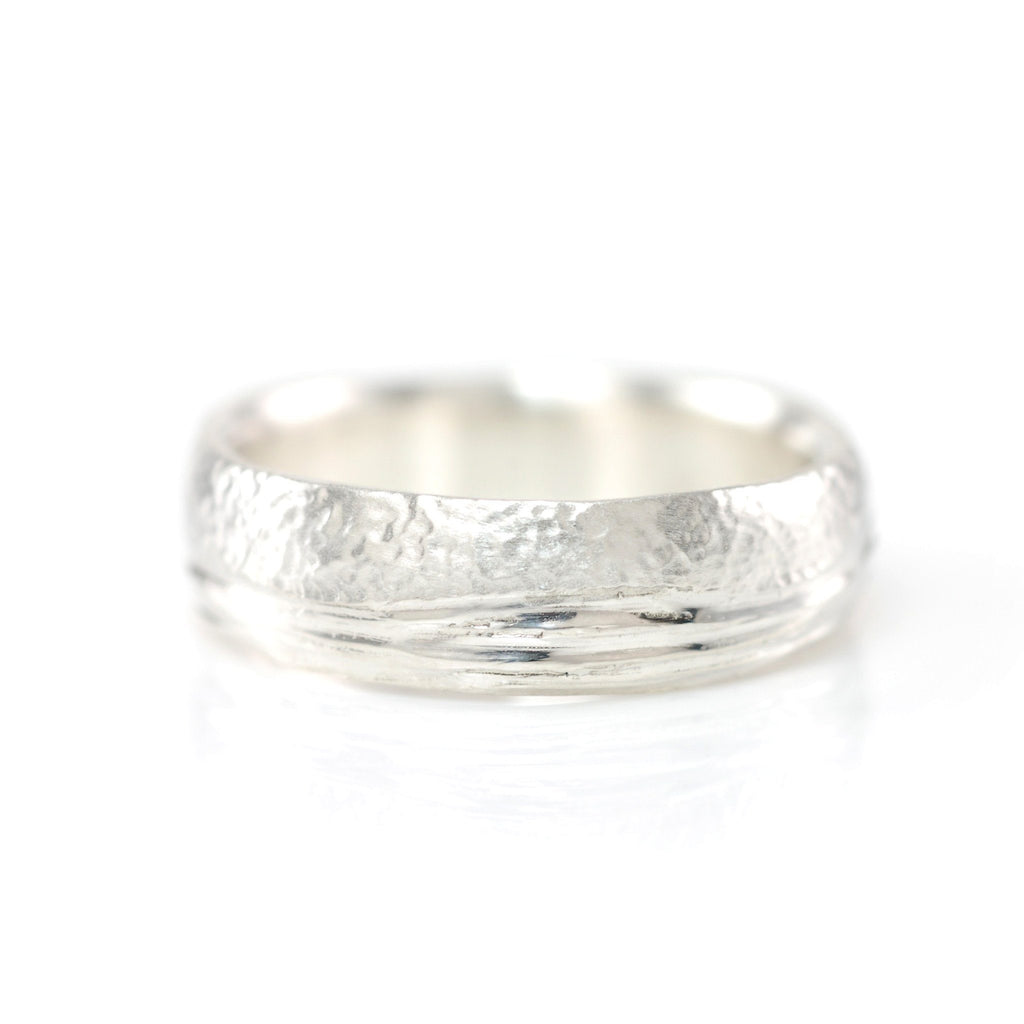 Sea and Sand Wedding Rings in Palladium Sterling Silver - size 8 - Ready to Ship - Beth Cyr Handmade Jewelry