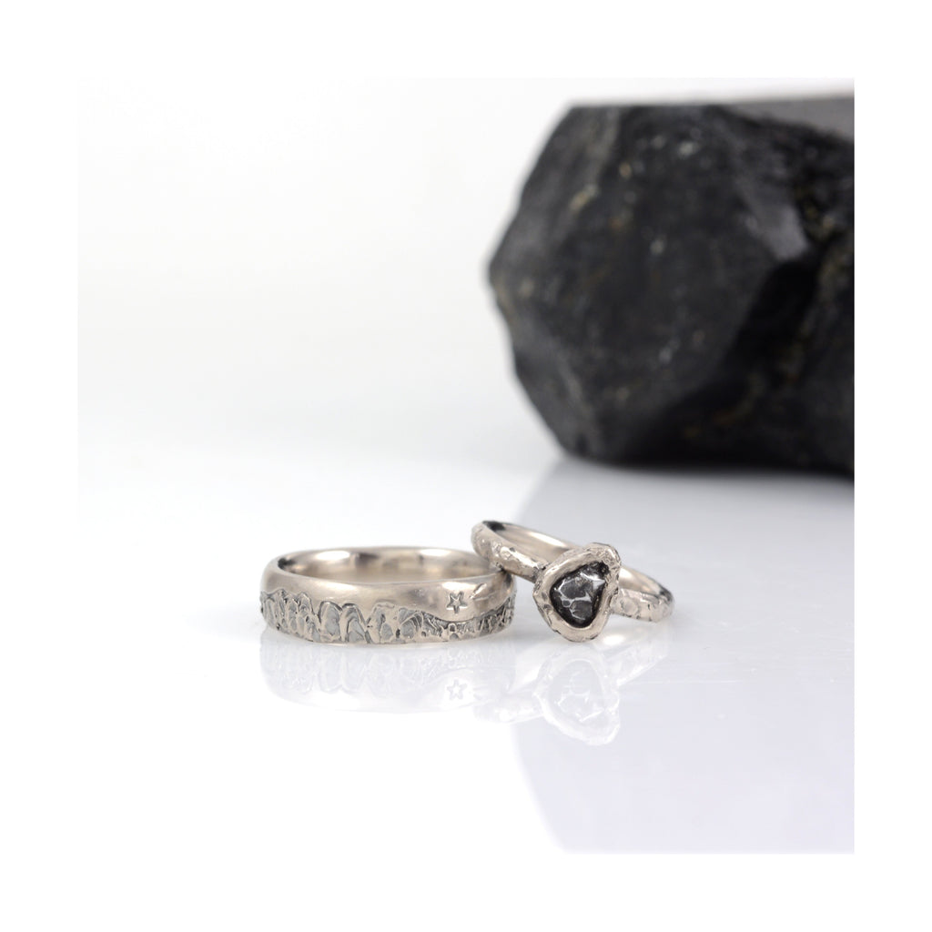 Custom order for Sean - mountain rings in palladium/silver - Beth Cyr Handmade Jewelry