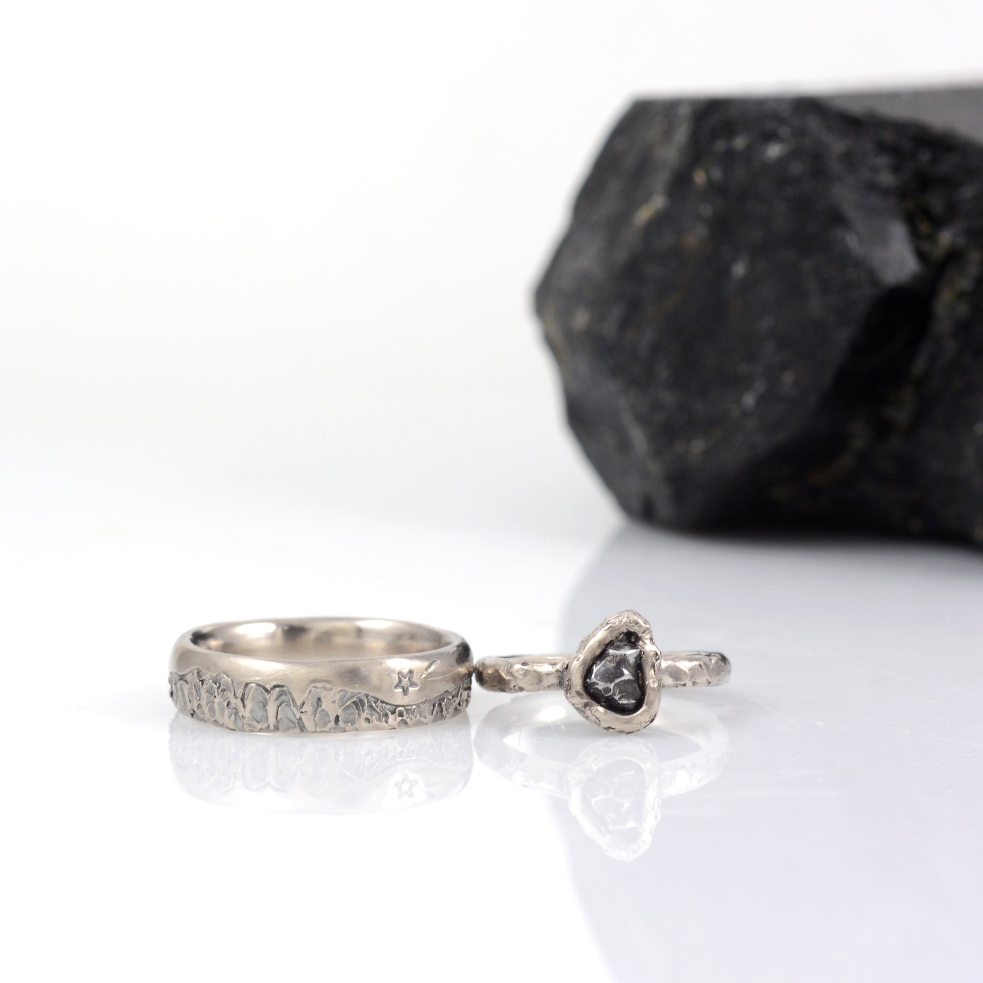 Custom order for Sean - mountain rings in palladium/silver - Beth Cyr Handmade Jewelry