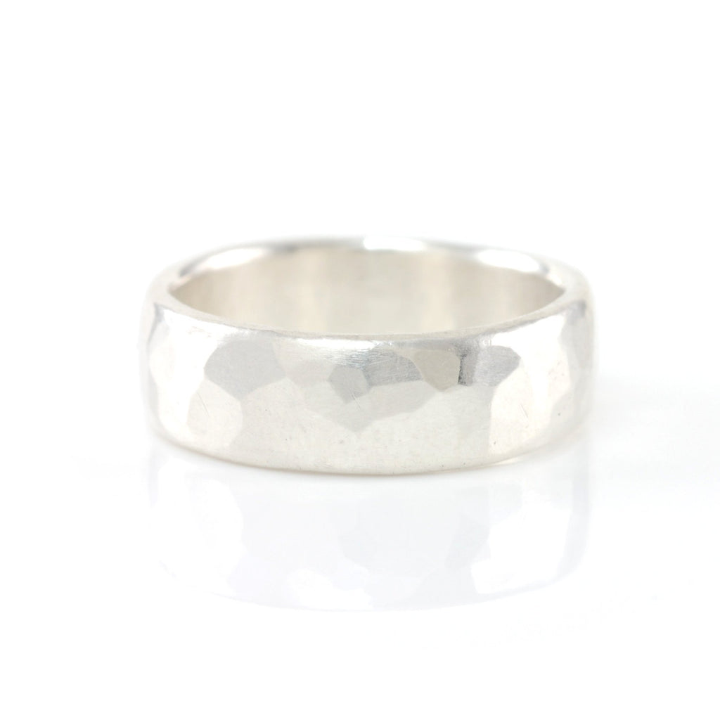 Simple Hammered Ring in Palladium Sterling Silver - Size 8 1/4 - Ready to Ship - Beth Cyr Handmade Jewelry