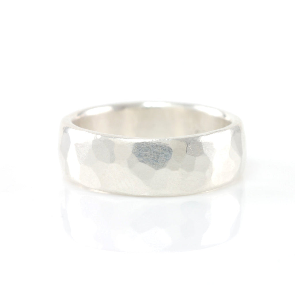 Simple Hammered Ring in Palladium Sterling Silver - Size 8 1/4 - Ready to Ship - Beth Cyr Handmade Jewelry