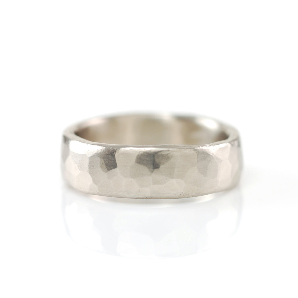 Simple Hammered Ring in Palladium Silver Alloy - Size 7 1/2 - Ready to Ship - Beth Cyr Handmade Jewelry