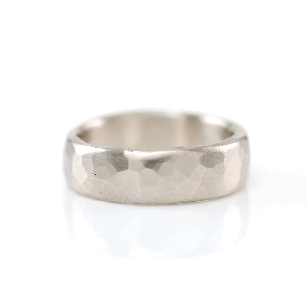 Simple Hammered Ring in Palladium Silver Alloy - Size 7 1/2 - Ready to Ship - Beth Cyr Handmade Jewelry