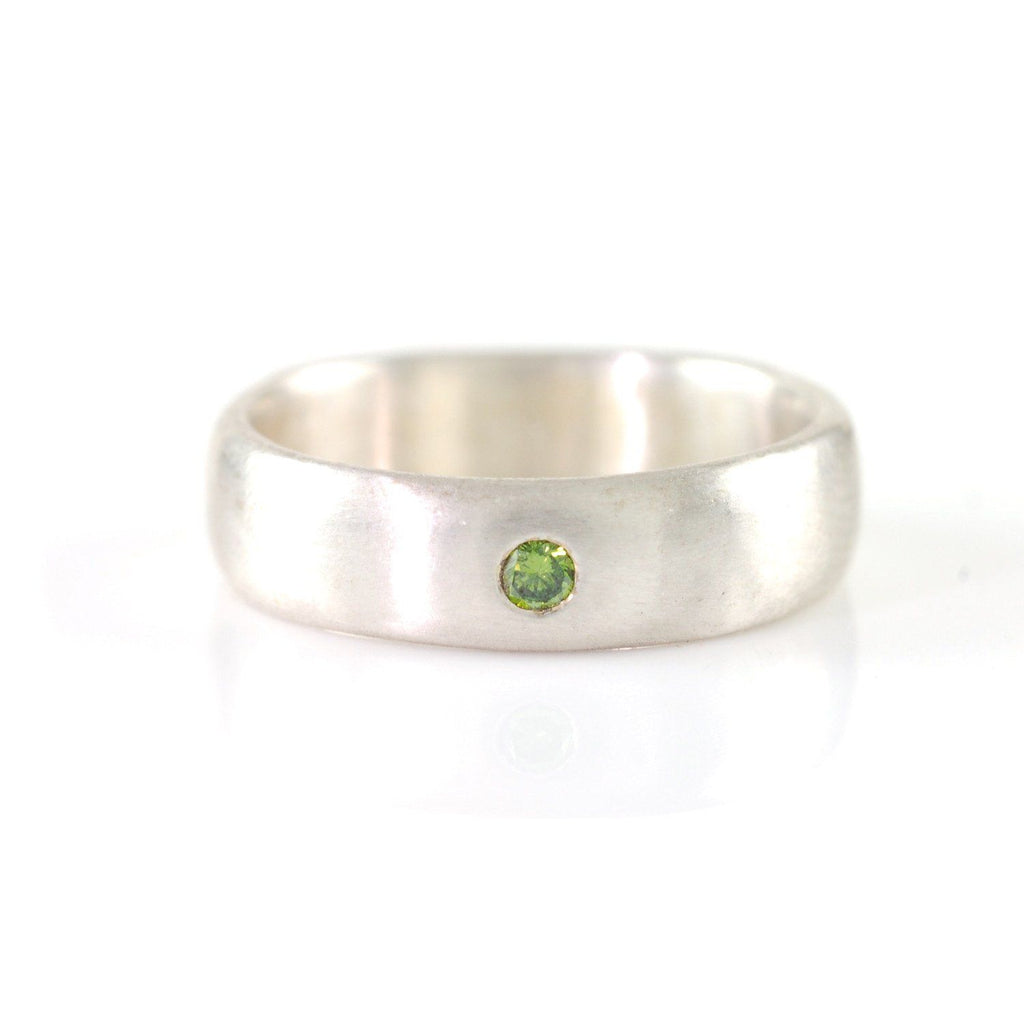 Simplicity Ring with Green Diamond in Palladium Sterling Silver - size 7 - Ready to Ship - Beth Cyr Handmade Jewelry