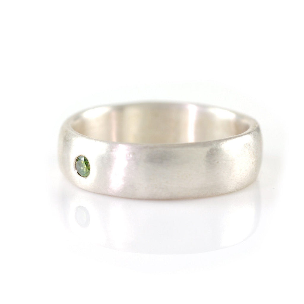 Simplicity Ring with Green Diamond in Palladium Sterling Silver - size 7 - Ready to Ship - Beth Cyr Handmade Jewelry