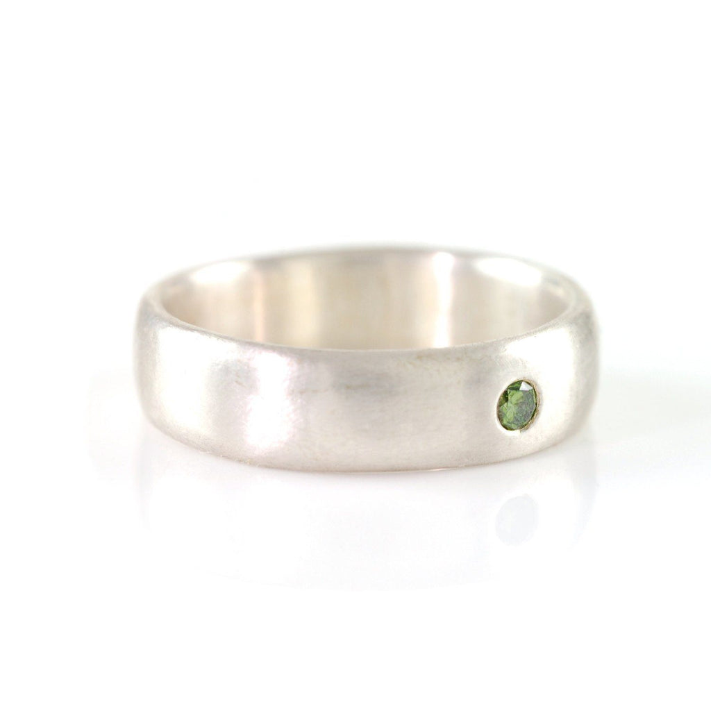 Simplicity Ring with Green Diamond in Palladium Sterling Silver - size 7 - Ready to Ship - Beth Cyr Handmade Jewelry