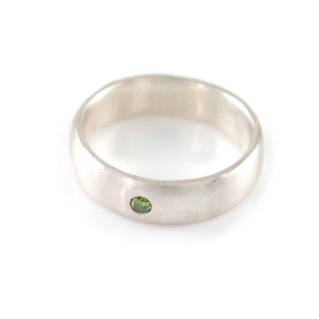 Simplicity Ring with Green Diamond in Palladium Sterling Silver - size 7 - Ready to Ship - Beth Cyr Handmade Jewelry