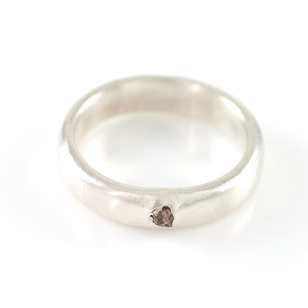 Simplicity Ring with Gray Rough Diamond in Palladium Sterling Silver - size 4 3/4 - Ready to Ship - Beth Cyr Handmade Jewelry