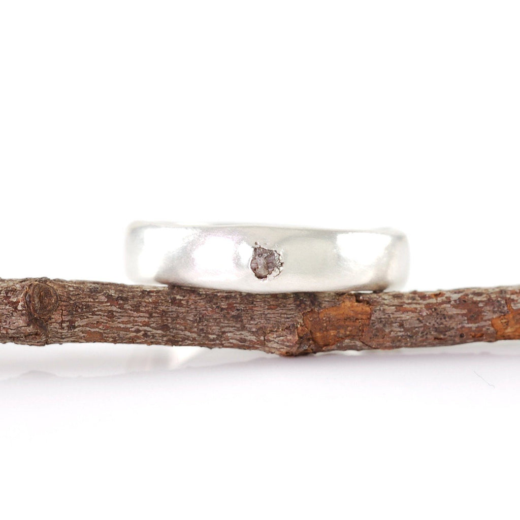 Simplicity Ring with Gray Rough Diamond in Palladium Sterling Silver - size 4 3/4 - Ready to Ship - Beth Cyr Handmade Jewelry
