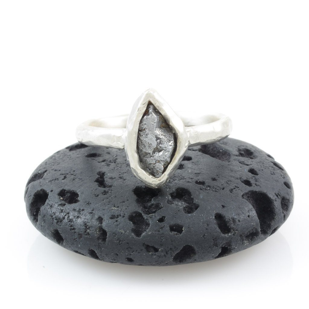 Single Meteorite Ring in Palladium Sterling Silver - size 9 3/4 - Ready to Ship - Beth Cyr Handmade Jewelry