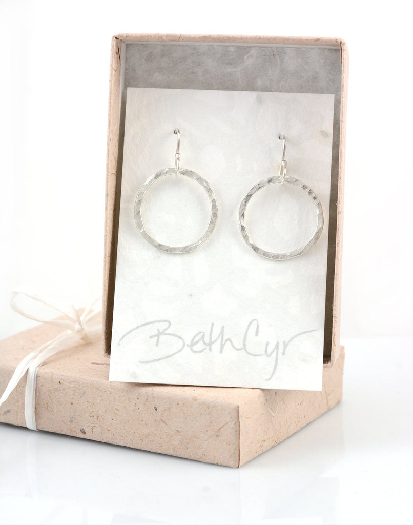 Reserved for Amanda - Small Hammered Circle Hoop Earrings - Ready to ship - Beth Cyr Handmade Jewelry