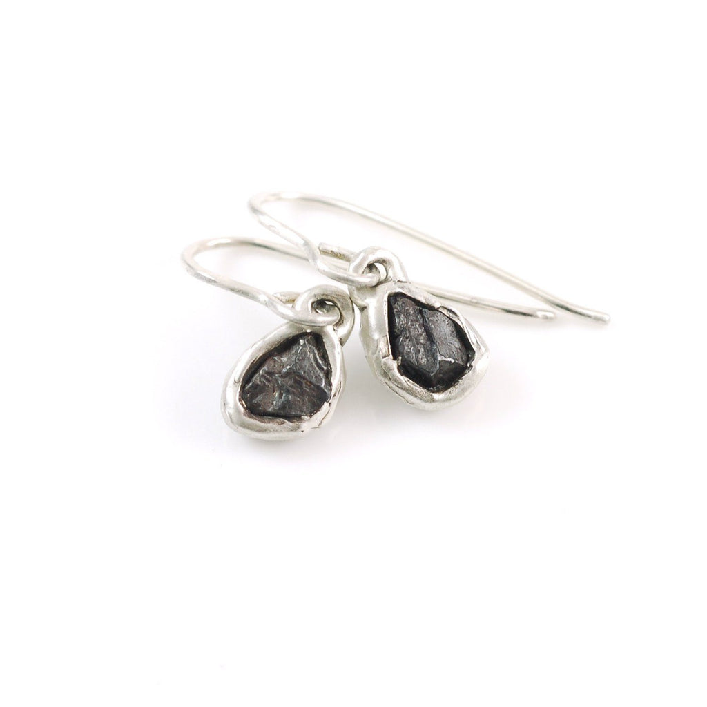 Meteorite Earrings in Sterling Silver - Size Small - Ready to ship - Beth Cyr Handmade Jewelry