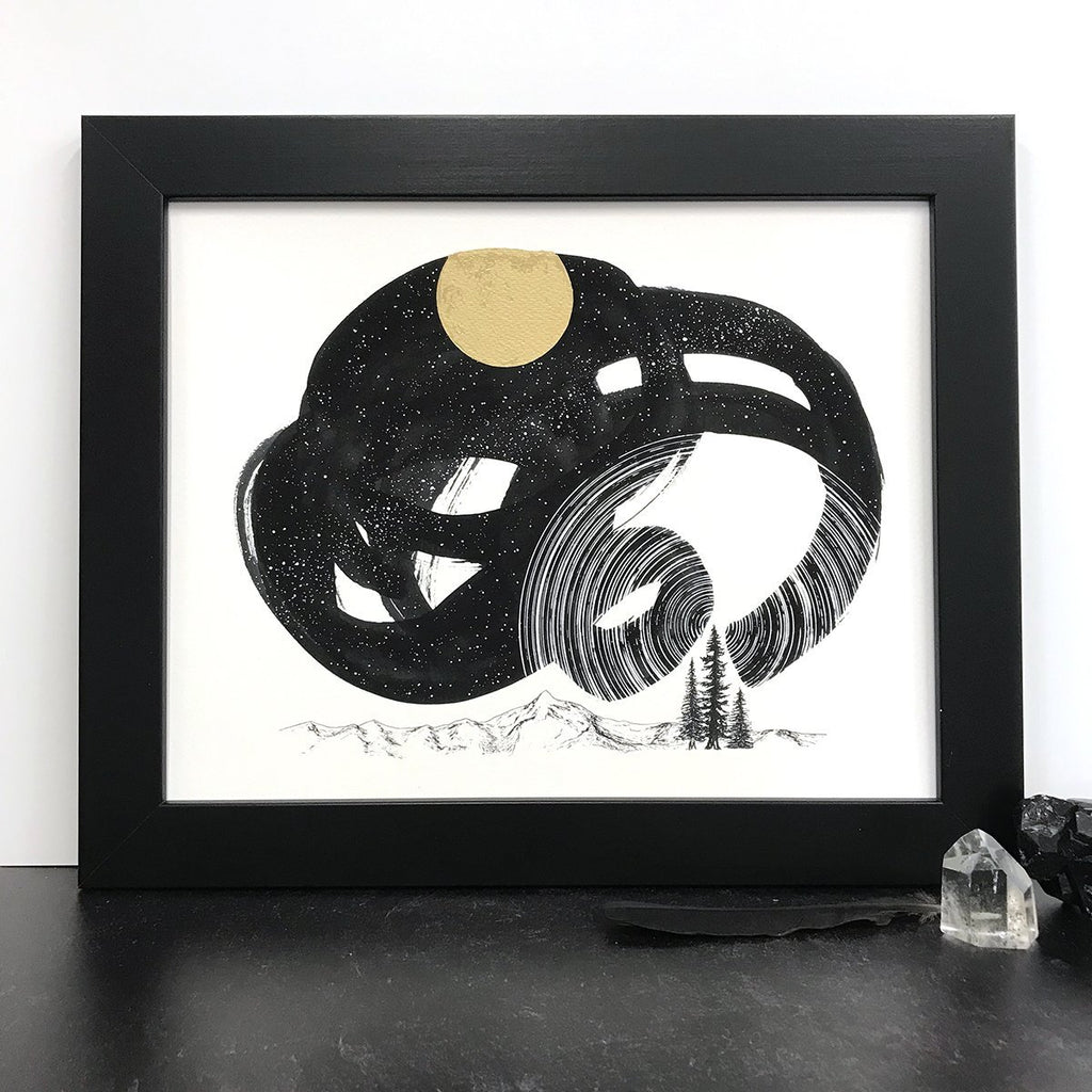 Space and Time Series - Drawing 6 - Hand Embellished Print - Ready to Ship - Beth Cyr Handmade Jewelry