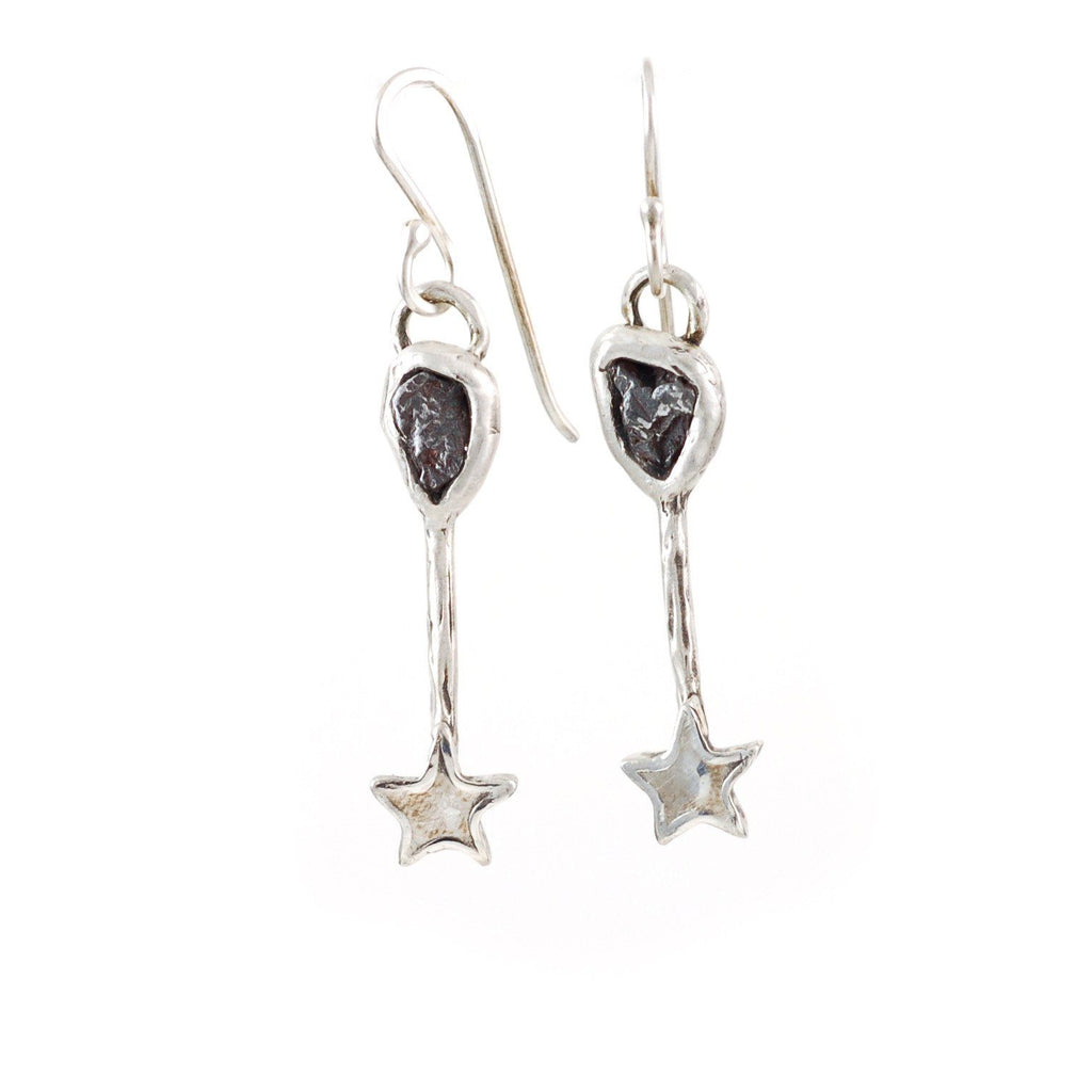 Meteorite Earrings with Shiny Stars - Ready to Ship - Beth Cyr Handmade Jewelry