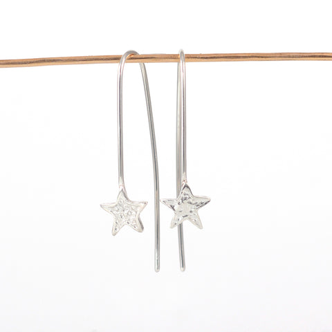 Shooting Star Earrings - textured sterling silver drop dangle earrings