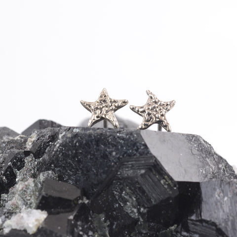 Starfish Star - Textured Post Earrings in Sterling Silver - Ready to Ship