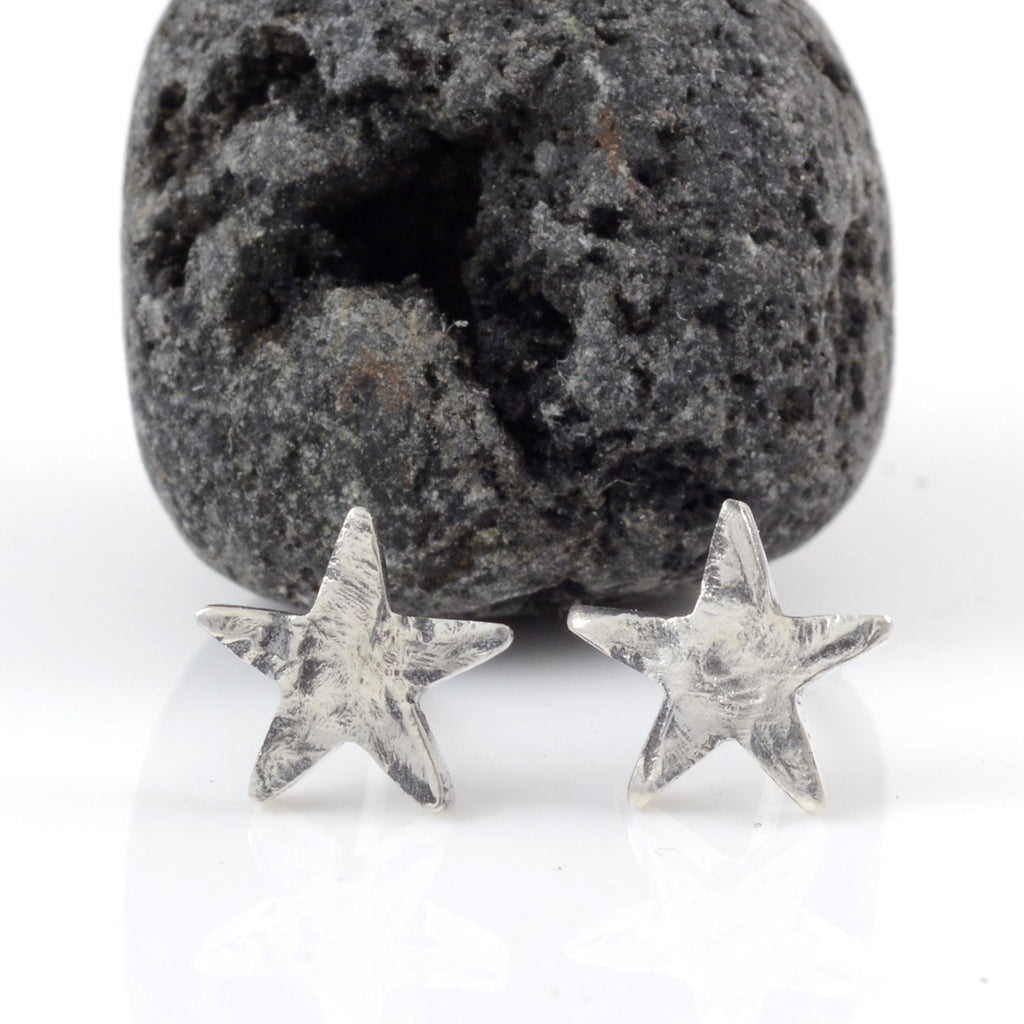 Textured Star Post Earrings in Sterling Silver - Ready to Ship - Beth Cyr Handmade Jewelry