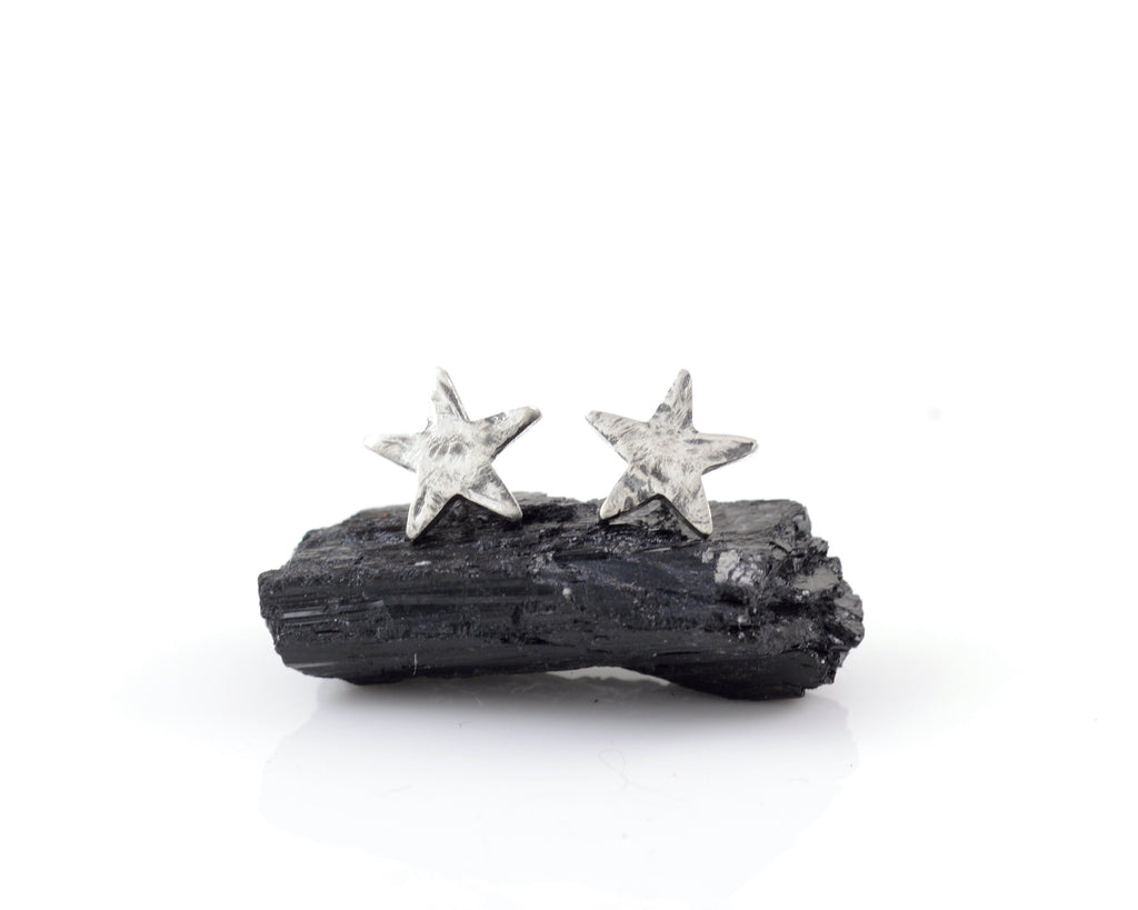 Textured Star Post Earrings in Sterling Silver - Ready to Ship - Beth Cyr Handmade Jewelry