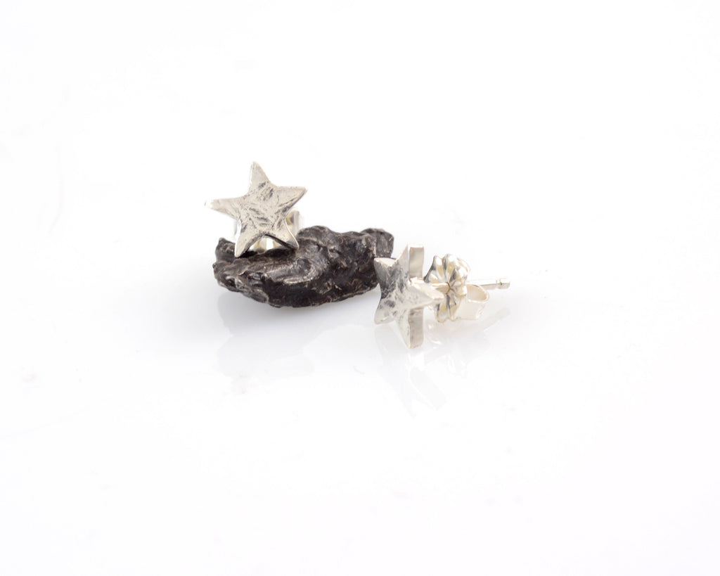Textured Star Post Earrings in Sterling Silver - Ready to Ship - Beth Cyr Handmade Jewelry