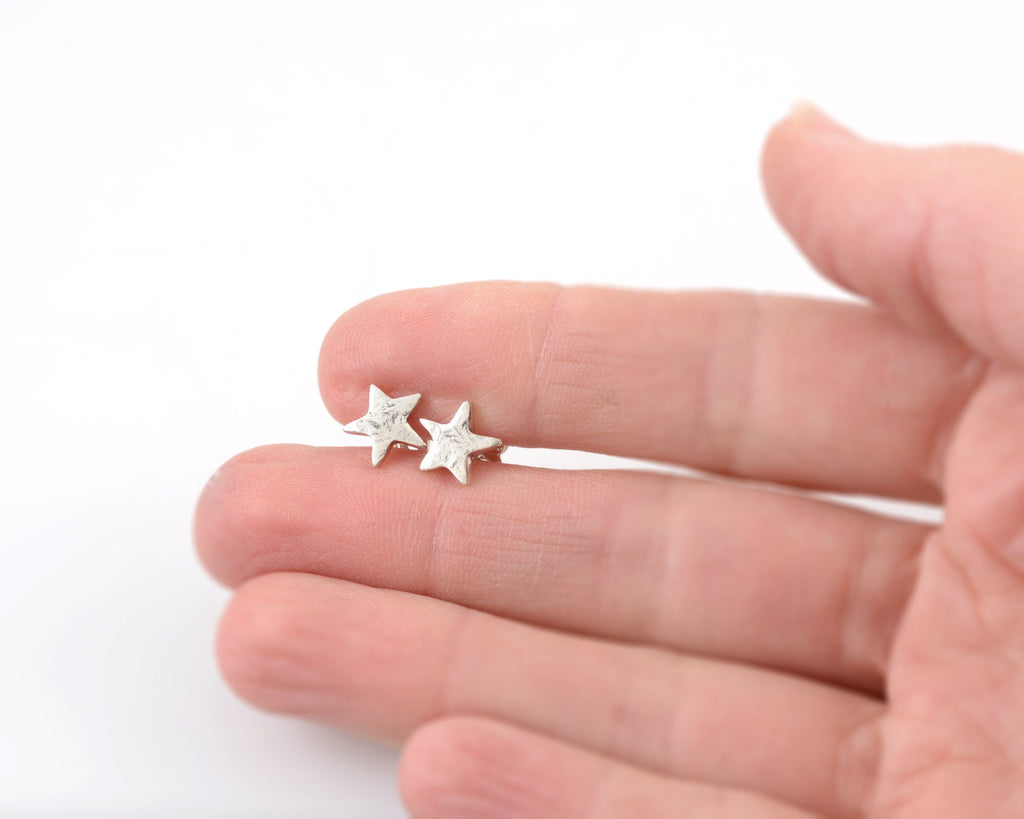 Textured Star Post Earrings in Sterling Silver - Ready to Ship - Beth Cyr Handmade Jewelry