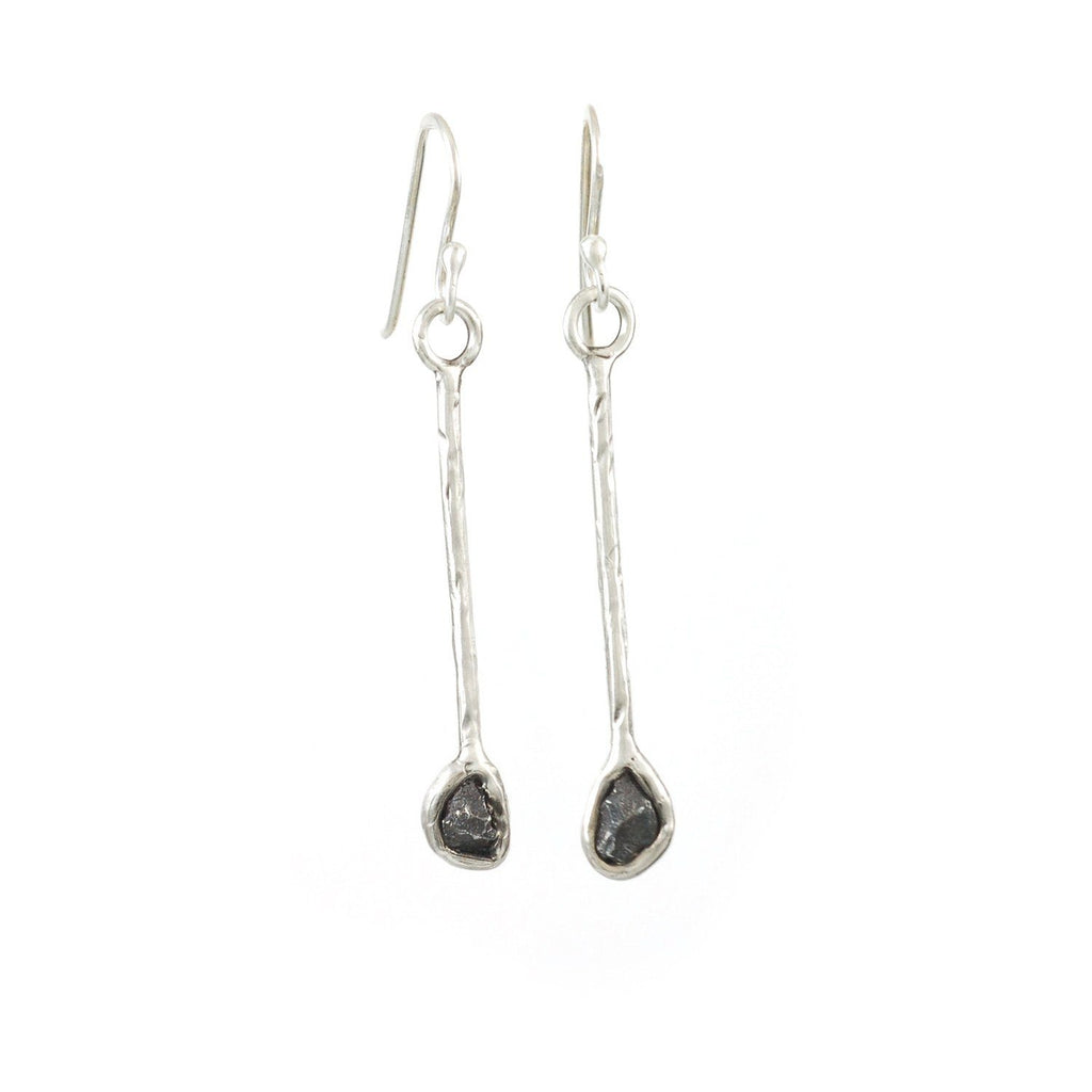 Meteorite Earrings in Sterling Silver - Size Large - Ready to ship - Beth Cyr Handmade Jewelry
