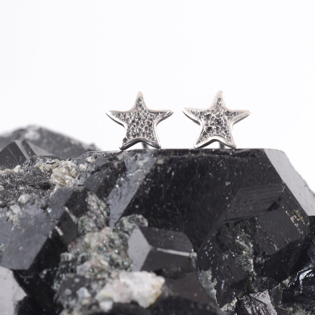 Dimpled Texture Star Post Earrings in Sterling Silver - Ready to Ship