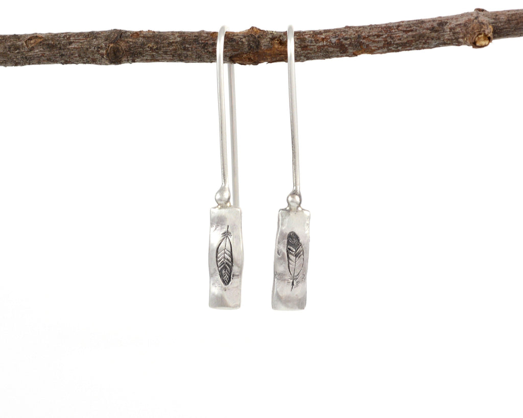 Tiny Feather Earrings in Sterling Silver - made to order - Beth Cyr Handmade Jewelry