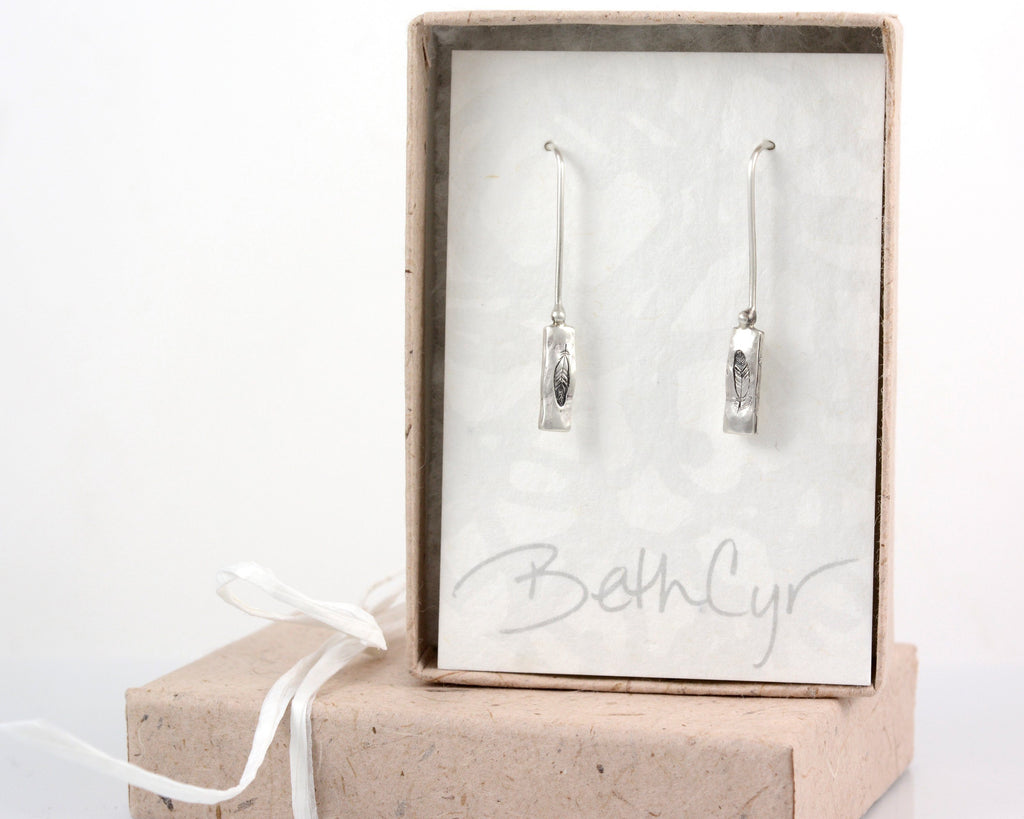 Tiny Feather Earrings in Sterling Silver - made to order - Beth Cyr Handmade Jewelry