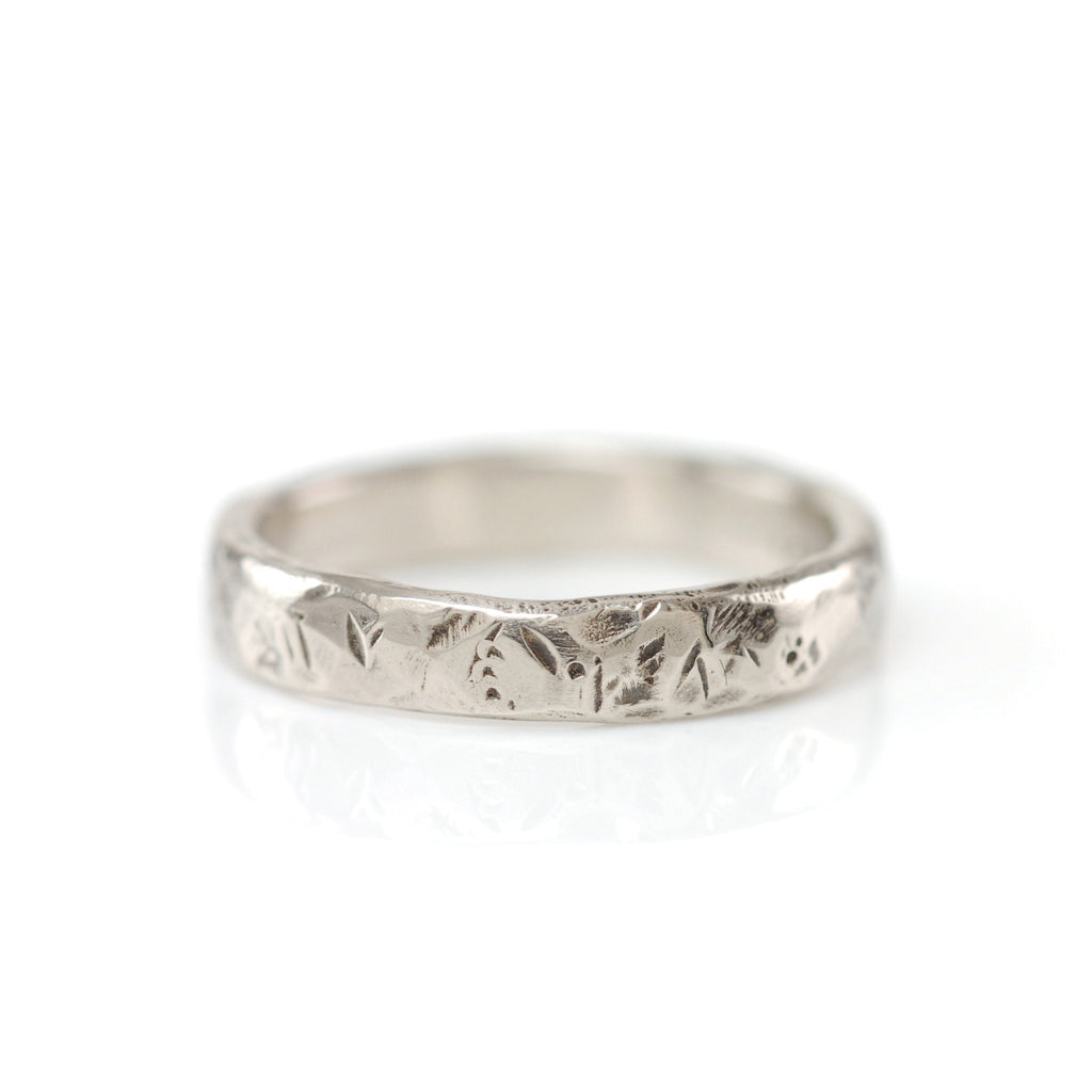 Tooled with Love Hammered Ring in Palladium White Gold - Size 5 3/4 - Ready to Ship - Beth Cyr Handmade Jewelry