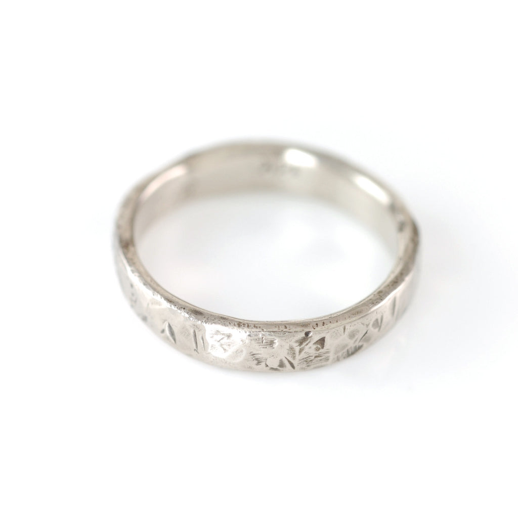 Tooled with Love Hammered Ring in Palladium White Gold - Size 5 3/4 - Ready to Ship - Beth Cyr Handmade Jewelry