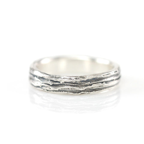 Tree Bark Ring in Palladium Sterling Silver - Size 7 1/2 - Ready to Ship - Beth Cyr Handmade Jewelry
