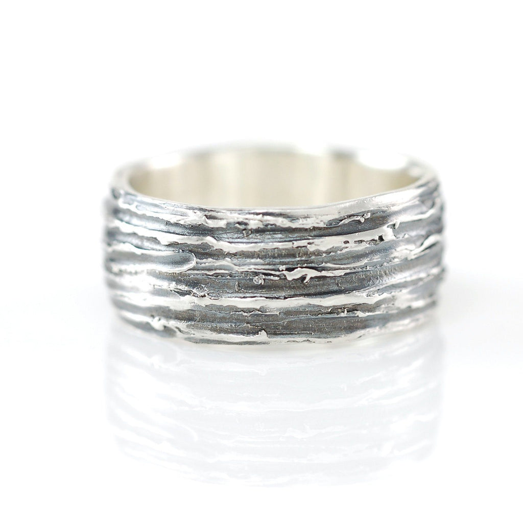 Tree Bark Ring in Palladium Sterling Silver - Size 6 - Ready to Ship - Beth Cyr Handmade Jewelry
