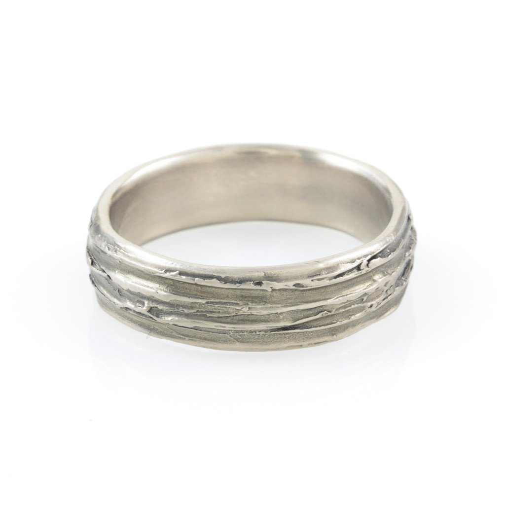 Tree Bark Ring in Palladium/Silver - size 9 1/2 - Ready to Ship - Beth Cyr Handmade Jewelry