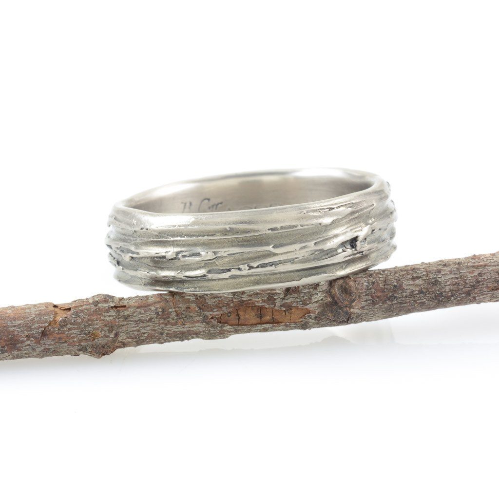 Tree Bark Ring in Palladium/Silver - size 9 1/2 - Ready to Ship - Beth Cyr Handmade Jewelry