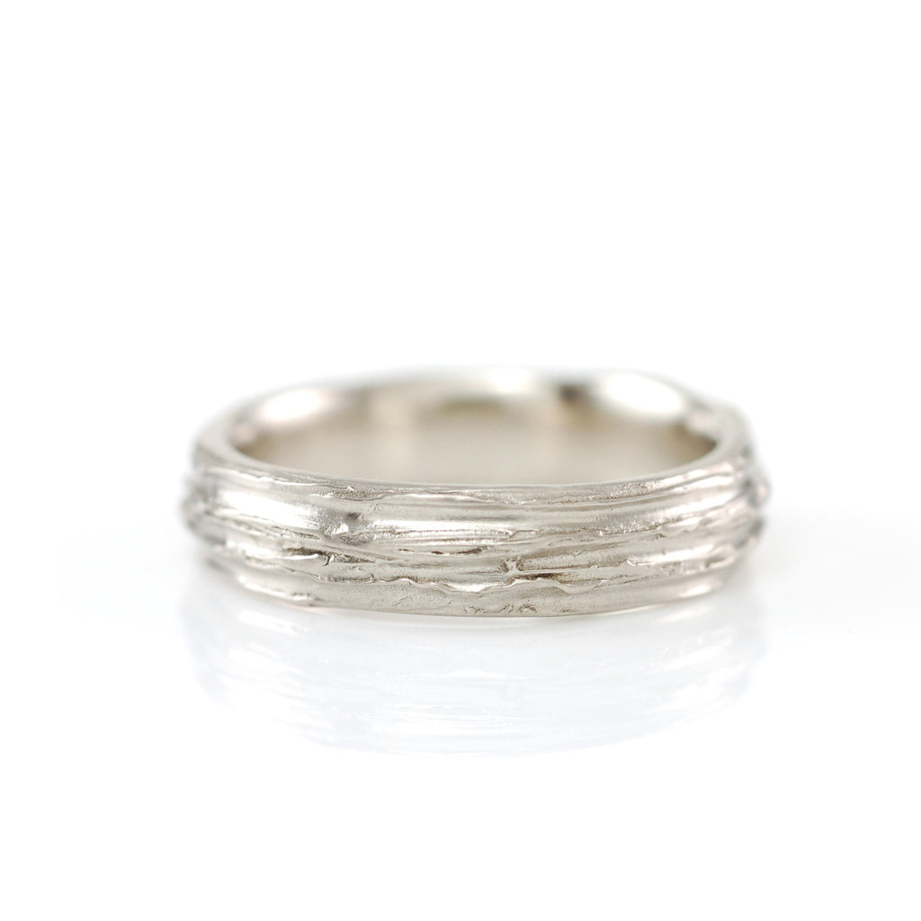 Tree Bark Ring in 14k Palladium White Gold - Size 9 1/2 - Ready to Ship - Beth Cyr Handmade Jewelry