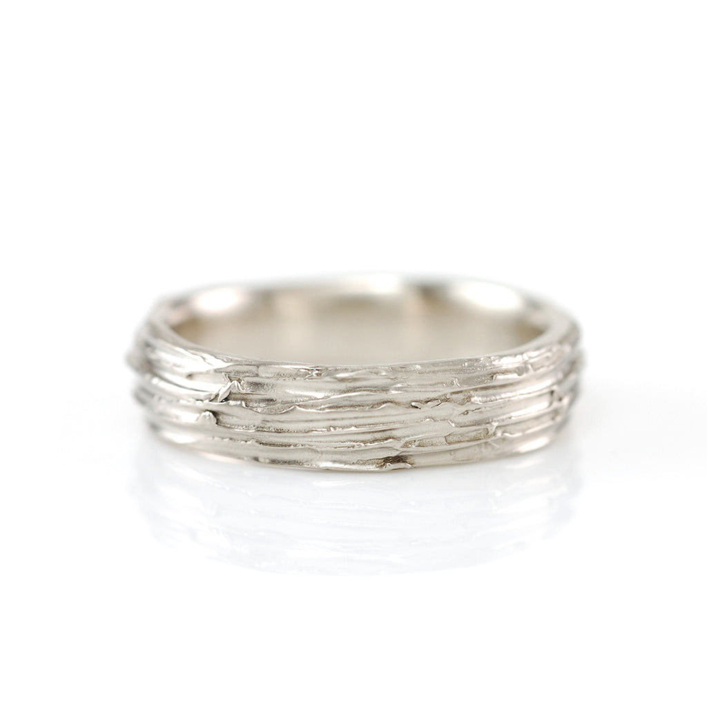 Tree Bark Ring in 14k Palladium White Gold - Size 9 1/2 - Ready to Ship - Beth Cyr Handmade Jewelry