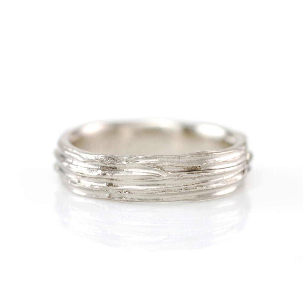 Tree Bark Ring in 14k Palladium White Gold - Size 9 1/2 - Ready to Ship - Beth Cyr Handmade Jewelry