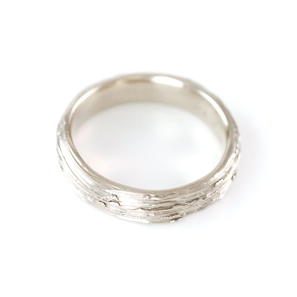 Tree Bark Ring in 14k Palladium White Gold - Size 9 1/2 - Ready to Ship - Beth Cyr Handmade Jewelry