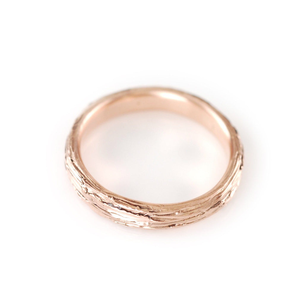 Tree Bark Ring in 14k Rose Gold - Size 4.5 - Ready to Ship - Beth Cyr Handmade Jewelry
