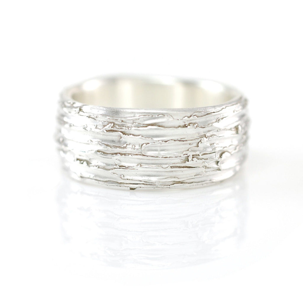 Tree Bark Ring in Palladium Sterling Silver - Size 9.5 - Ready to Ship - Beth Cyr Handmade Jewelry