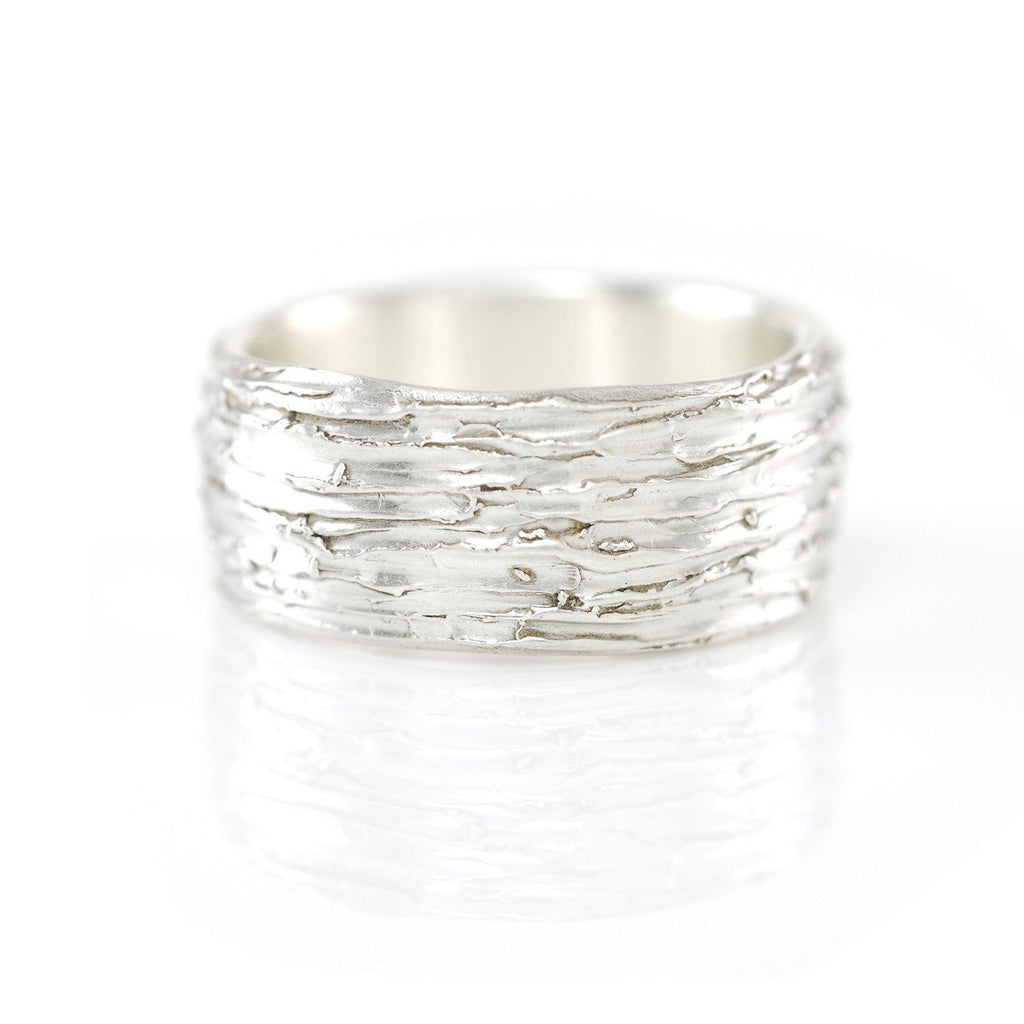 Tree Bark Ring in Palladium Sterling Silver - Size 9.5 - Ready to Ship - Beth Cyr Handmade Jewelry