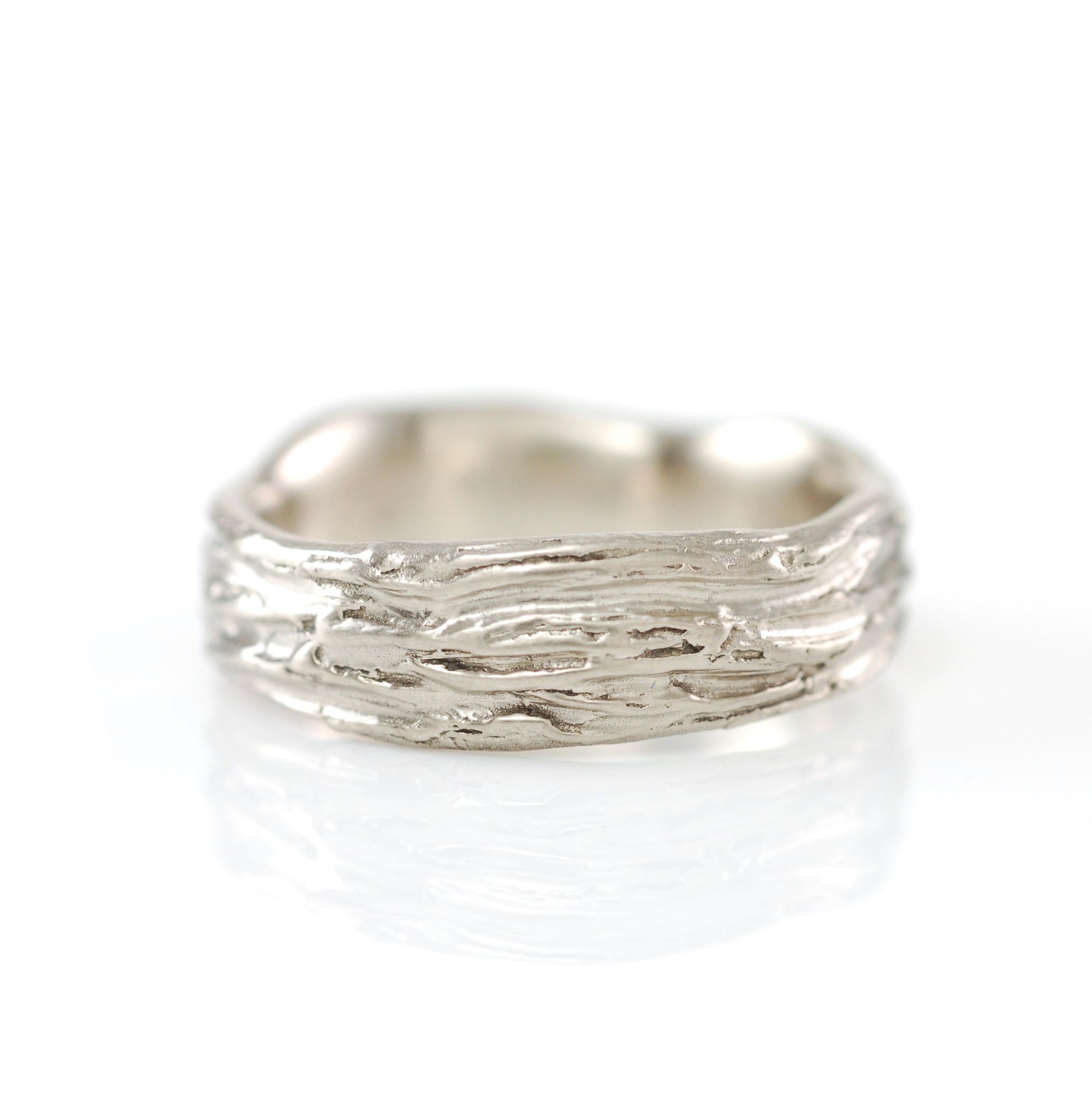 Redwoods Tree Bark Wedding Rings in Palladium Sterling Silver - Made to Order - DEPOSIT ONLY - please read description